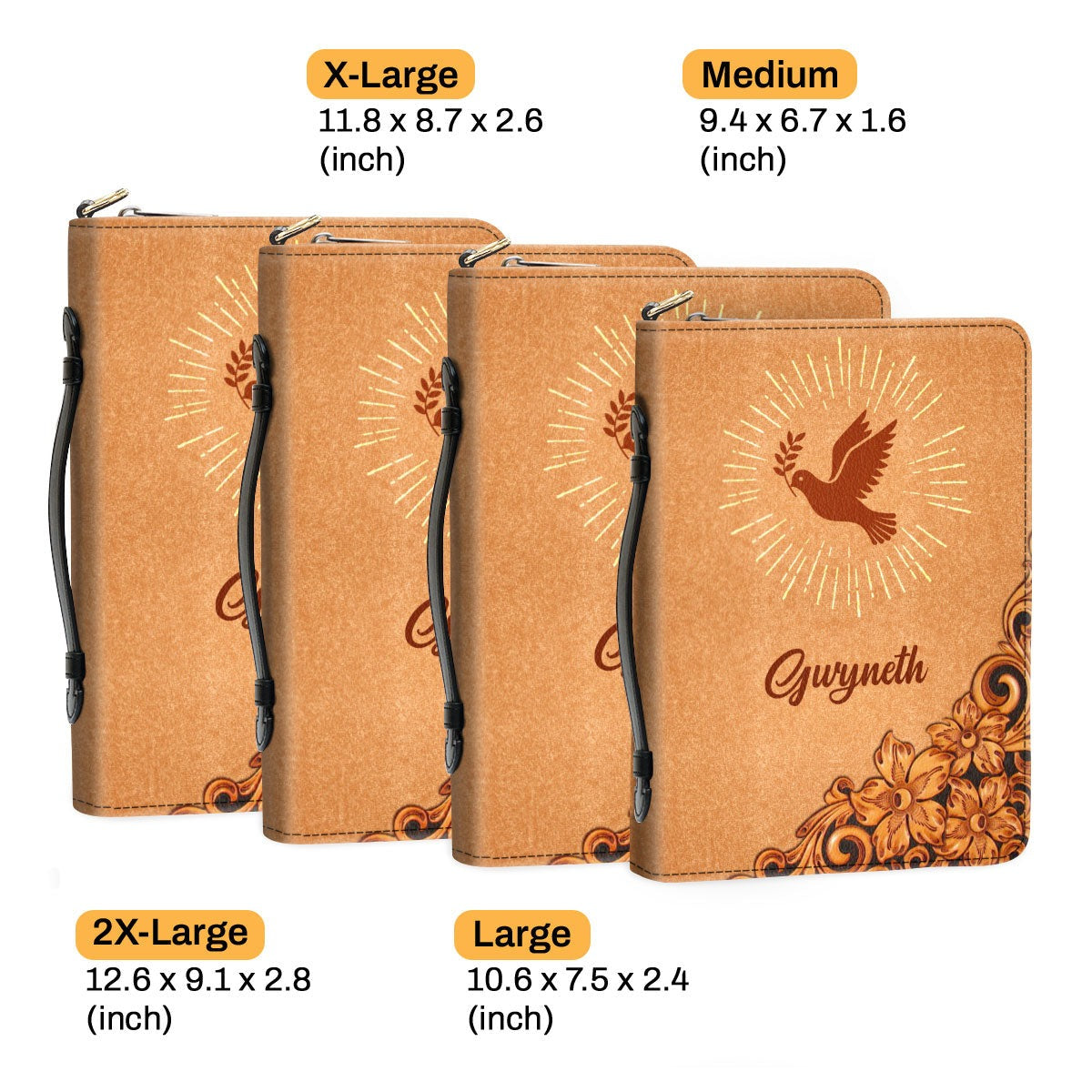 John 14:16 - Pigeon And Cross Leather Book Cover, Personalized Zippered Bible Cover With Handle, Spiritual Gifts For Christians, Christian Gift, Bible Covers Jesus Gifts